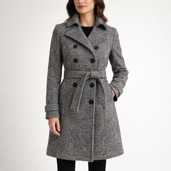 Blu:Pepe Jackets & Blazers - Blu:pepe Vintage Trench Coat with Belt Size Small Double Breasted Herringbone